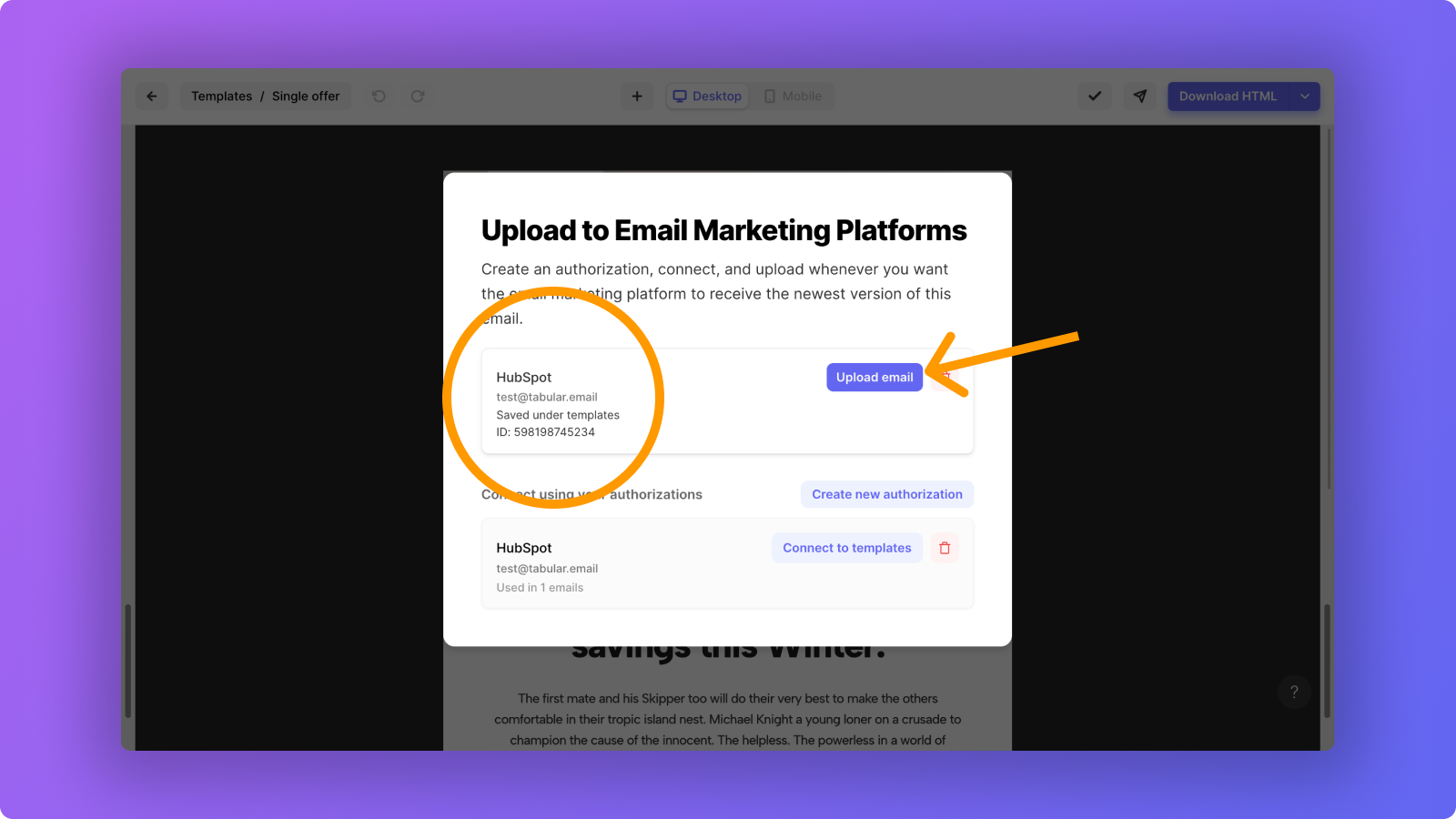 One click to synchronize changes you made in Tabular with HubSpot